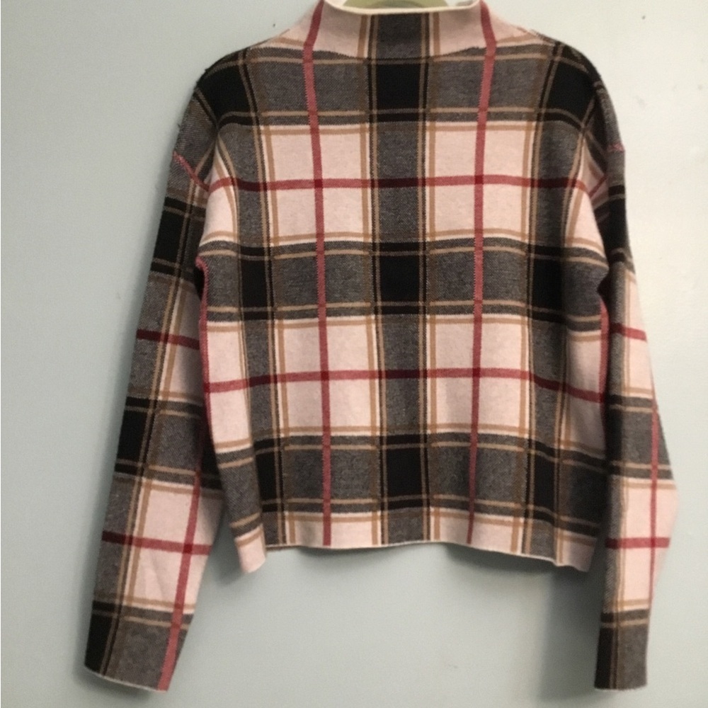 Tahari Checkered Turtleneck Sweater - Pink, Black, Cream - Picture 6 of 14